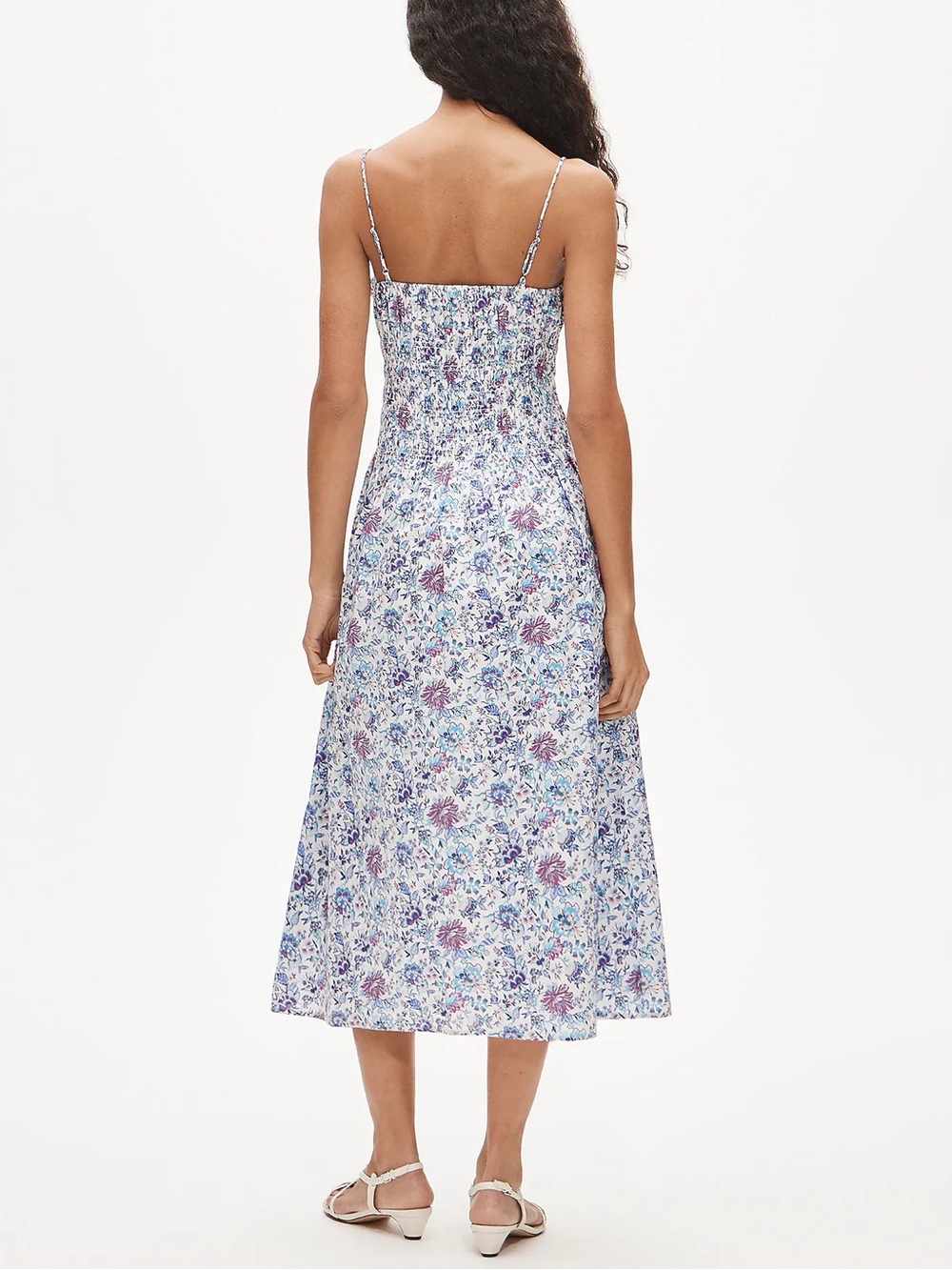 J. Crew Blue & Purple Floral Smocked Midi Dress - Picture 3 of 4